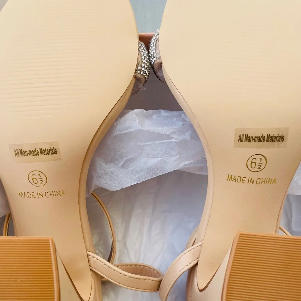 Glaze Nude Rhinestone Ankle-Strap Heels - Picture 3 of 3